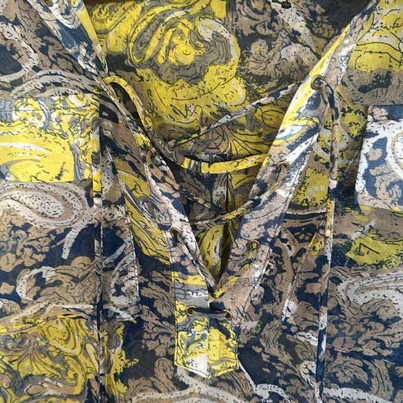 010 BCBG MAXAZRIA paisley sheer tie front blouse top shirt sz Small - Picture 2 of 4